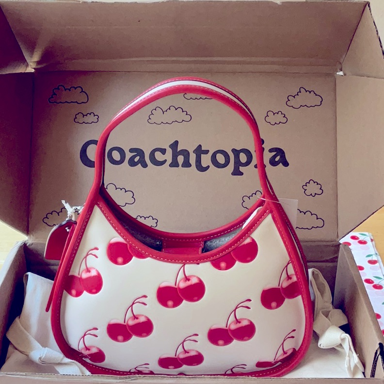 Coach Ergo Shoulder Bag In Coachtopia Leather With Cherry Print